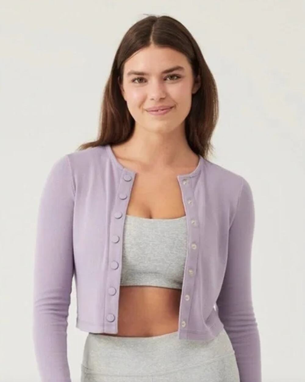 Outdoor Voices Women's CozyRib Cropped Cardigan Small Purple Sweater NWT